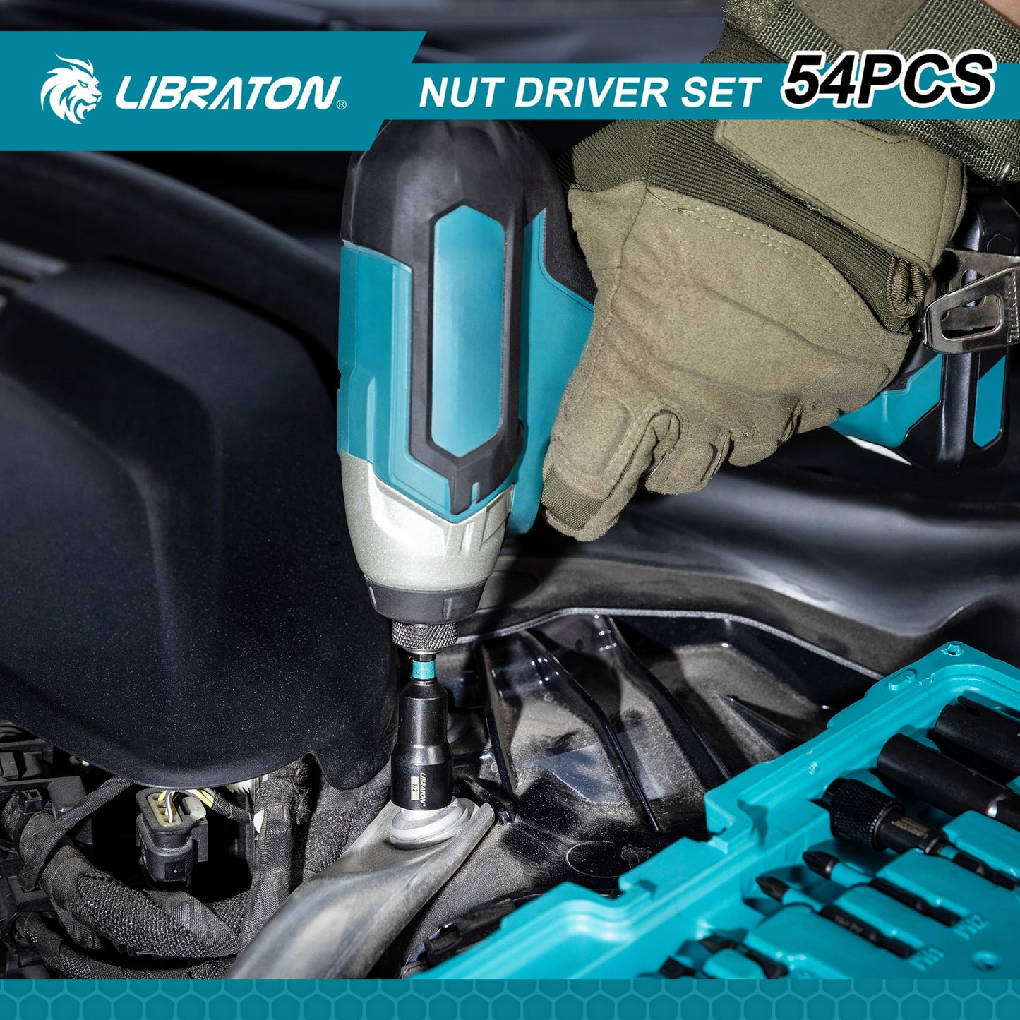 LIBRATON 54PCS Magnetic Nut Driver Set, Impact Drill Driver Bit 1/4", Metric & SAE Nut Driver for Impact Drill, Socket Adapters, Screwdriver Bits, Quick-Release Extension, Wing Nut Driver, Storage Box