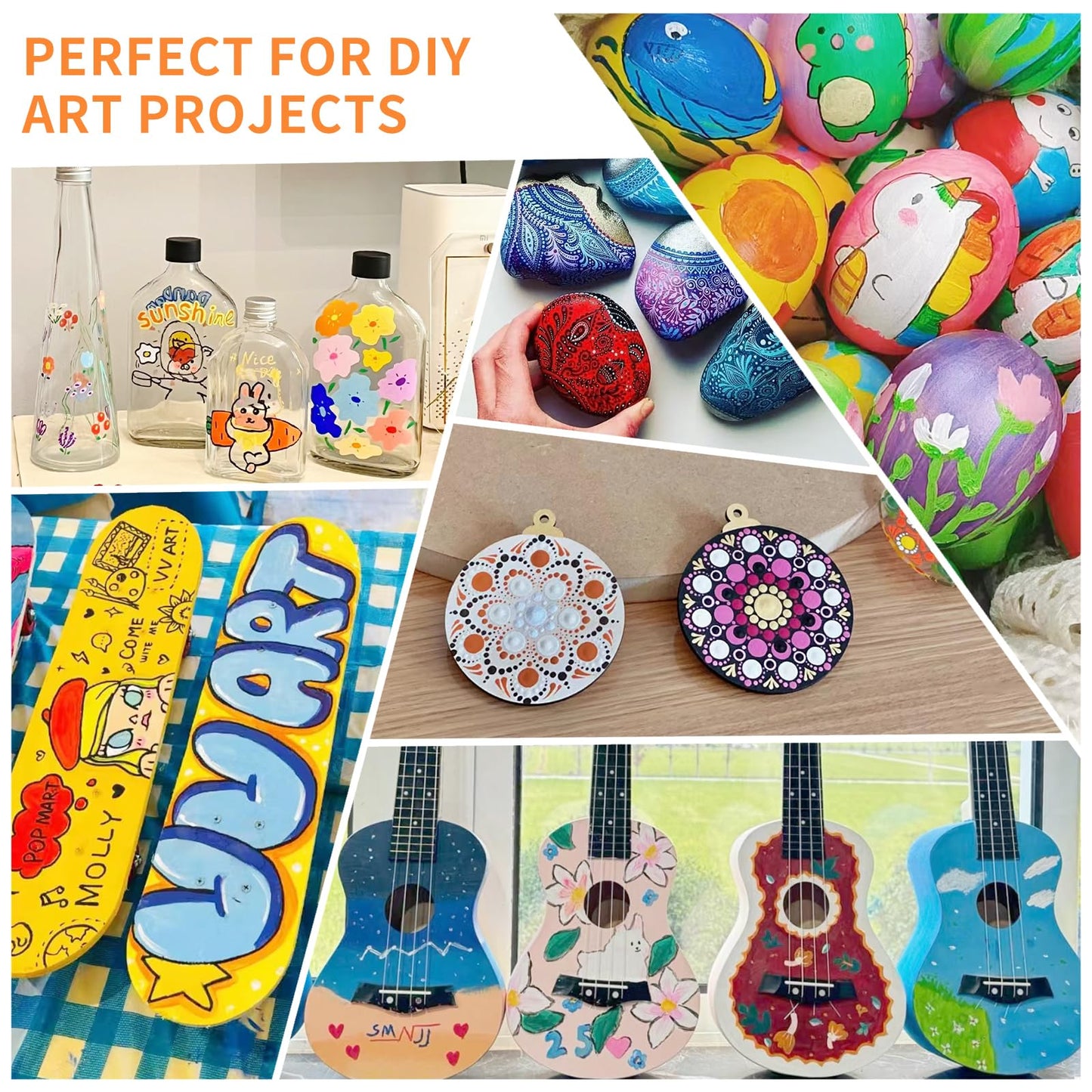 60 Colors Acrylic Paint Pens, Dual Tip Pens With Fine Tip and Brush Tip for Rock Painting, Ceramic, Wood, Plastic, Calligraphy, Scrapbooking, Brush Lettering, Card Making, DIY Crafts