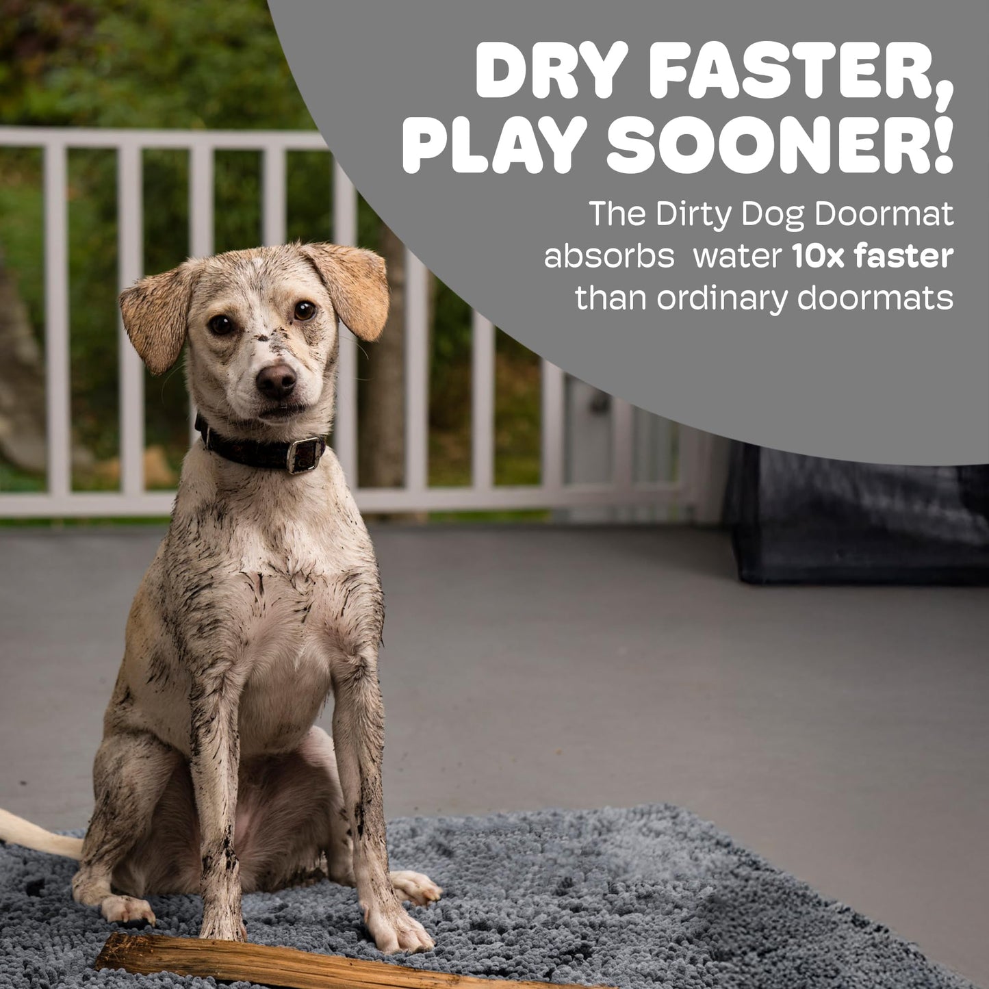 Dog Gone Smart Dirty Dog Doormat Cute Paw Print Ultra Water Absorbent Fast Drying Microfiber Small, Medium, Large and Runner Heavy Non-Skid/Slip Backing Machine Wash, Rain Snow Muddy Wet Shoes & Paws