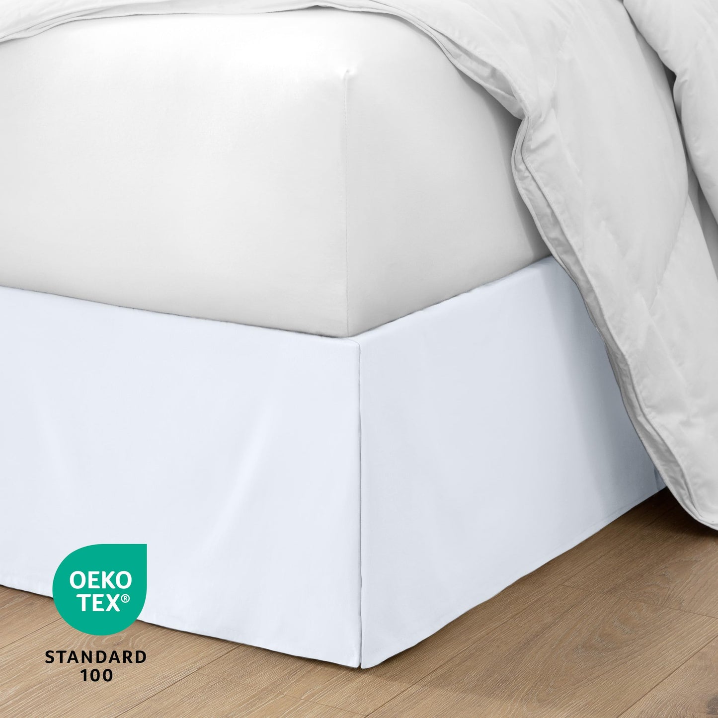 Bare Home Bed Skirt Double Brushed Premium Microfiber, 15-Inch Tailored Drop Pleated Dust Ruffle, 1800 Ultra-Soft Collection, Shrink and Fade Resistant (Queen, White)