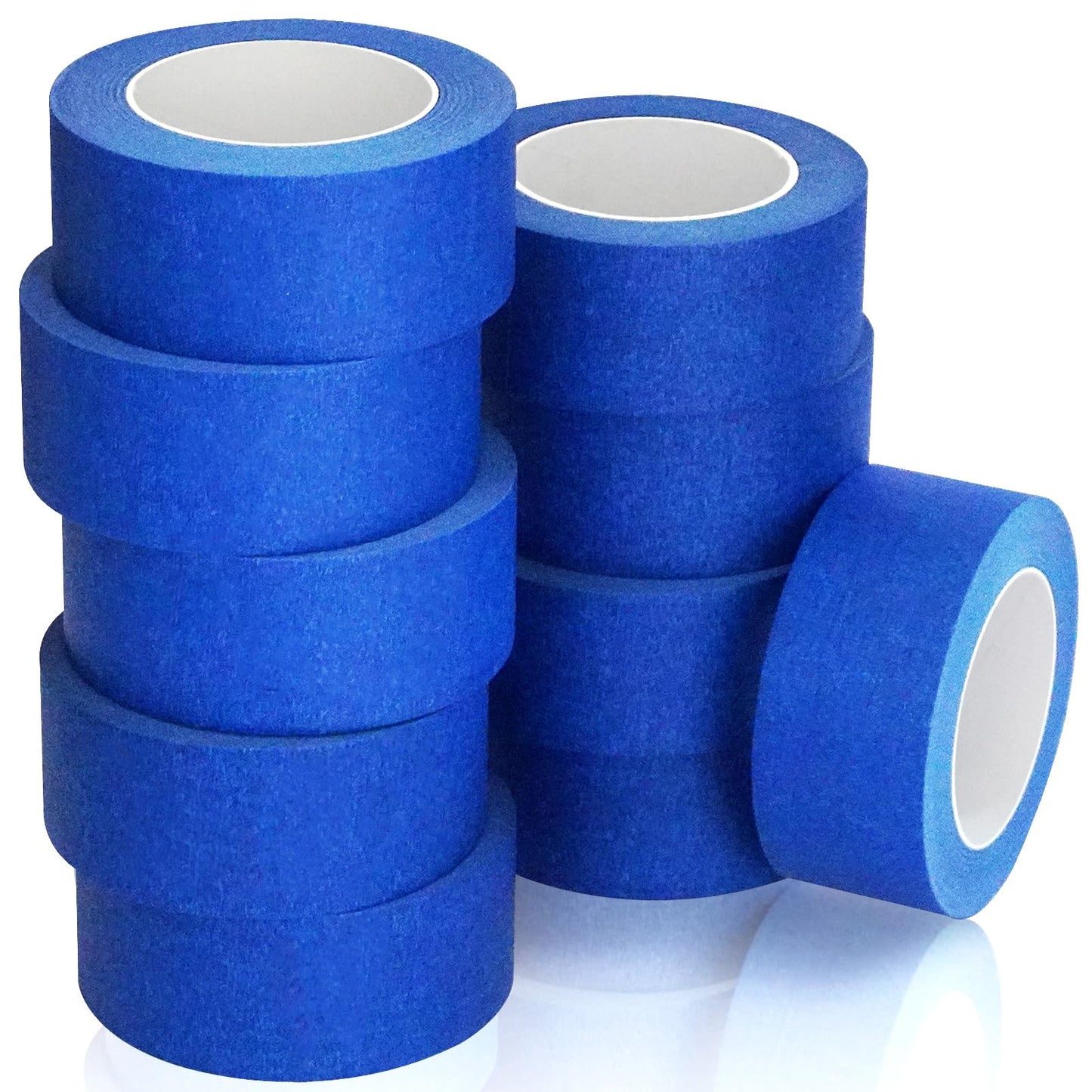 Blue Painters Tape, 10 Packs Painter Tape for General Purpose Use, UV Anti Residue Free, Wall Painting Masking with Sharp Lines for Painting Job, 50mm X 50m X 10 Rolls, 500m in Total.