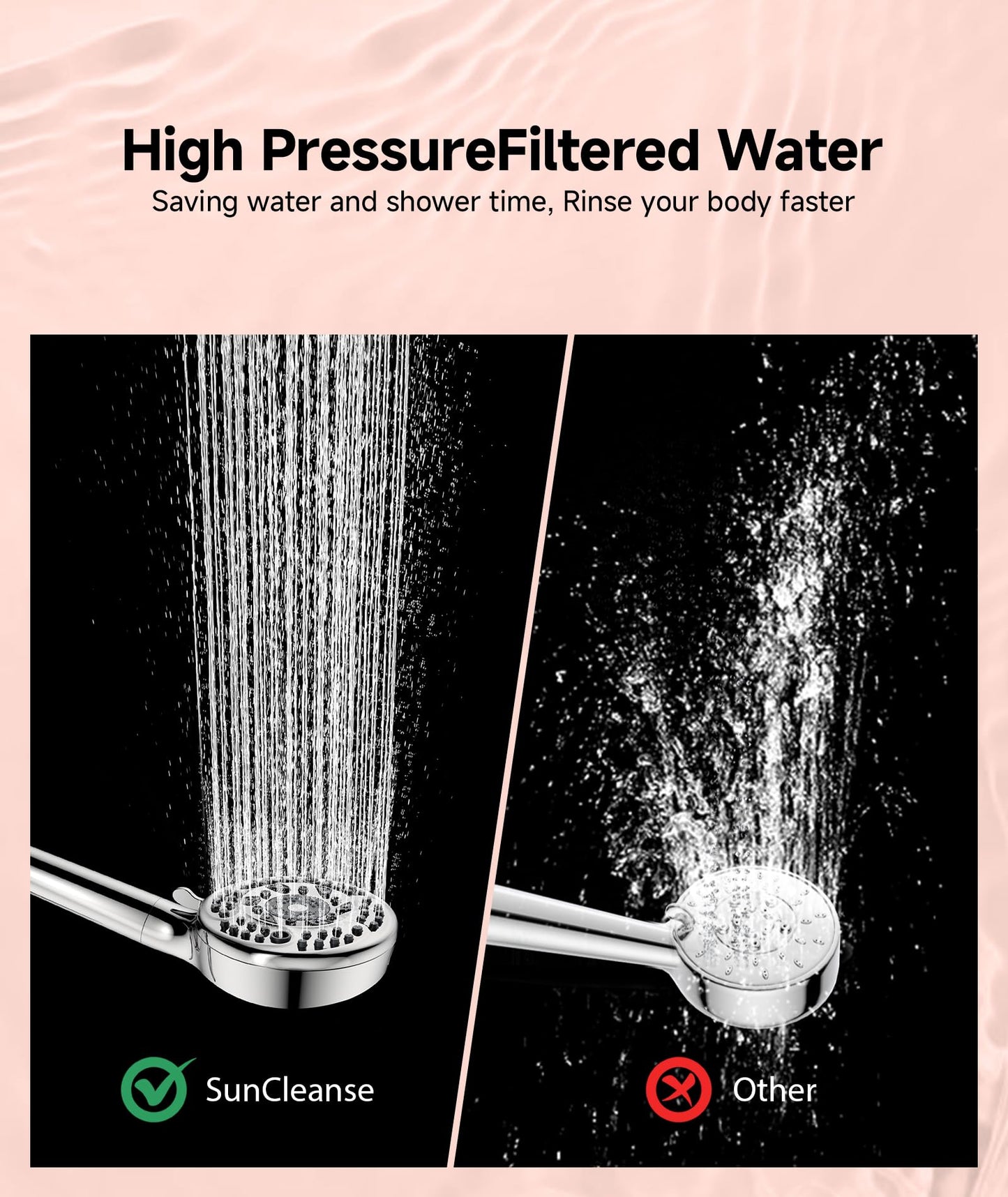 Filtered Shower Head with Handheld, 9-Spray Mode High Pressure Detachable Shower Head with Filters for Hard Water - Remove Chlorine (Chrome, 4 Filters)