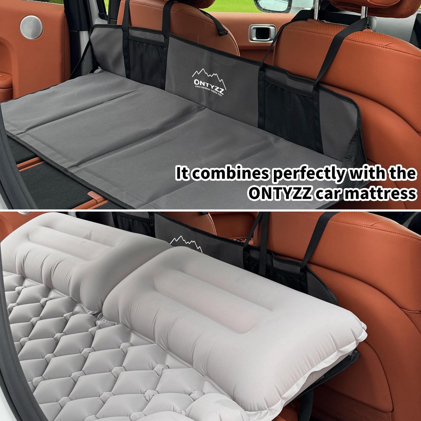 ONTYZZ Car Rear Seat Mattress Extension Plate Foldable Portable Mattress for Sleeping Car Back Seat Extender Increase Trunk and Car Bed Camping Space for Camping Car, Model3/Y/S