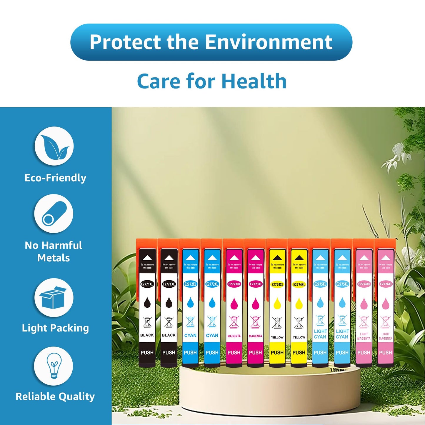 Remanufactured T277 Ink Cartridge Replacement for T277XL 277XL for XP-960 XP-850 XP-860 XP-950 XP-970 (12 Pack,2Black, 2Cyan, 2Magenta, 2Yellow, 2Light Cyan, 2Light Magenta)