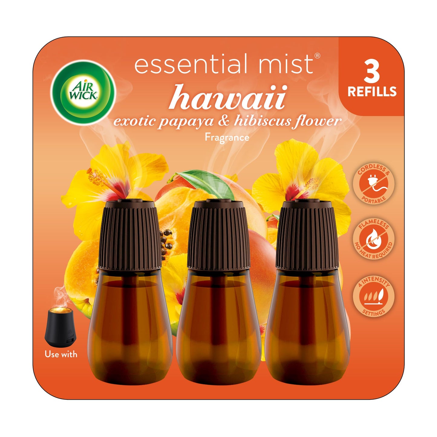 AIR WICK Essential Mist - Triple Refill Hawaii Exotic Papaya & Hibiscus Flower (3x.67) oz.