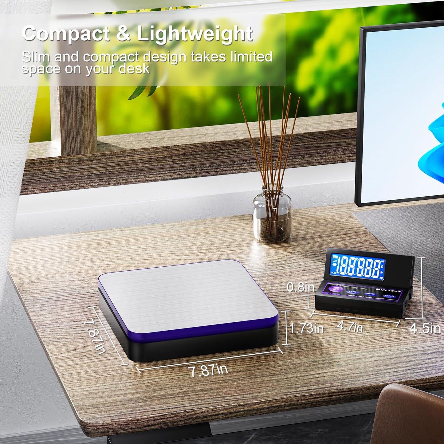 UNIWEIGH Digital Shipping Postal Scale 110lbs/0.1oz Accurate,Foldable LCD,Package Scale with Stainless Steel Platform/5 Units/Tare/Hold Function,Postage Scale for Packages,Mail Scale,Black + Purple