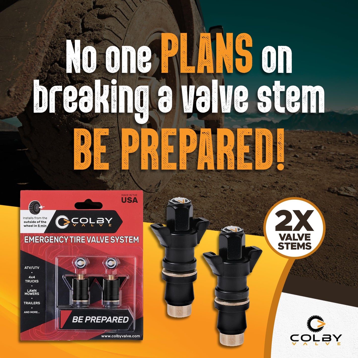 Colby Valve Emergency Tire Valves (Black)