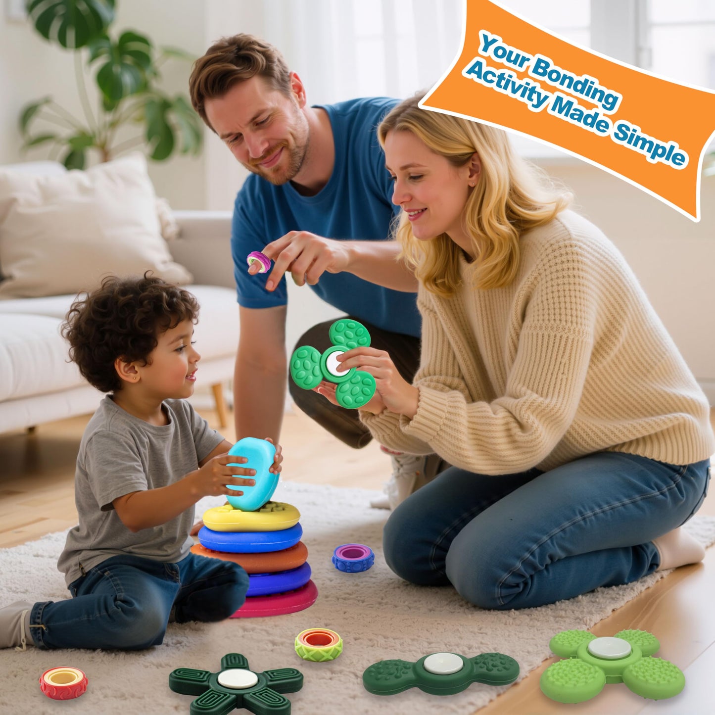 LIHBCAIYI Fidget Toys 16Pcs Sensory Worry Stone Kits Fidget Spinner Rings for Kids Adults Anxiety Stress Relief Autism ADHD Calm Down Toys Quiet Fidgets for Classroom Prizes