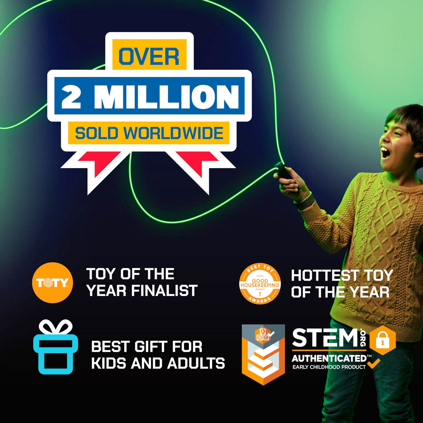 ZipString Luma - The Patented Glow-in-The-Dark Toy That Flies a Loop of String, Creates Endless Shapes and Tricks. Built-in LED for Glowing Fun. Perfect STEM Gift for Kids & Adults. Wonderment Awaits