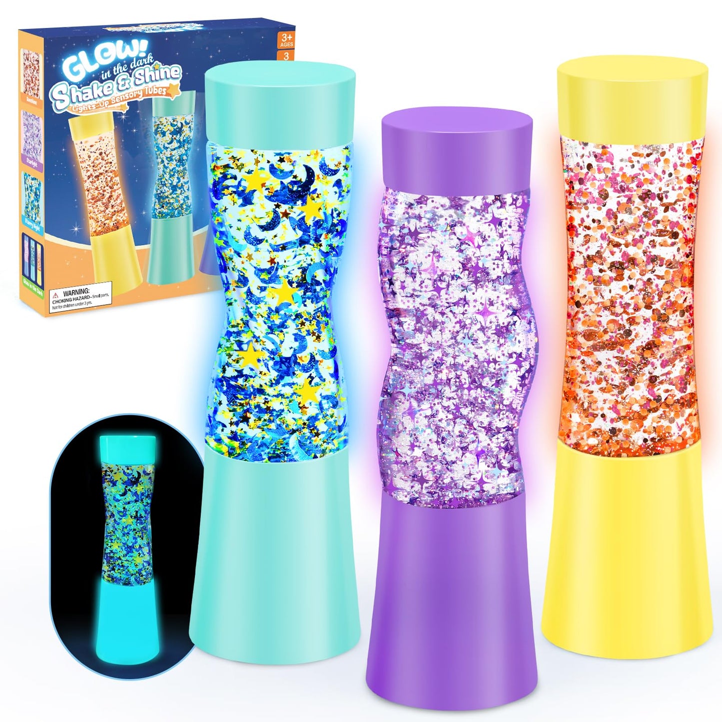 Subao Sensory Toys for Autism Kids, Sensory Lights Glow-in-the-Dark, Light Up Sensory Tubes Fidget Toys, Autism Sensory Products for Anxiety & Stress Relief, Sensory Special Needs Developmental Toys