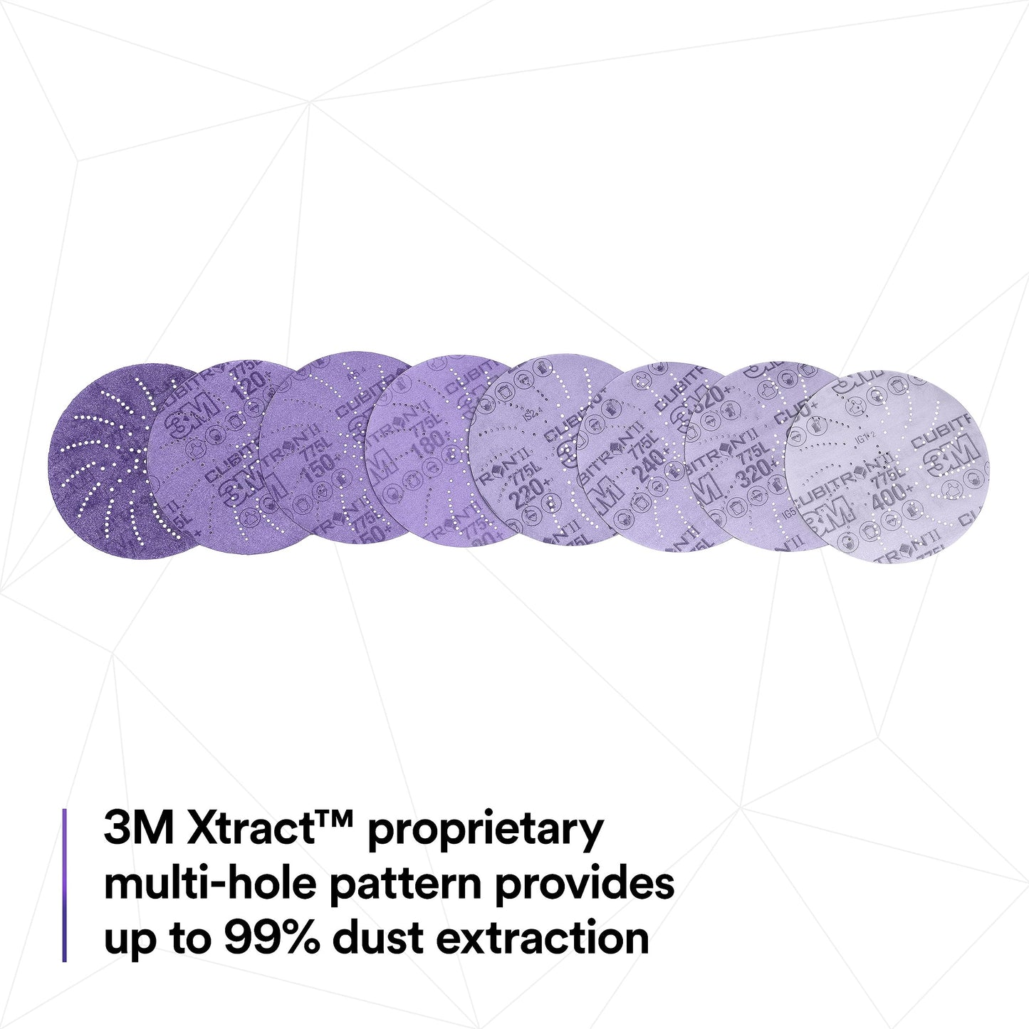 3M Cubitron II Hookit 64264 Clean Sanding Disc 775L, 5 in 180+ Grit, Aluminum Oxide, Film Backing, 5" (Pack of 50)