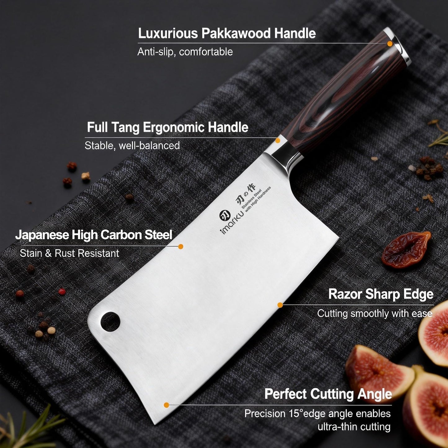 imarku Cleaver Knife 7 Inch Meat Cleaver - SUS440A Japan High Carbon Stainless Steel Butcher Knife with Ergonomic Handle, Ultra Sharp Knife, Kitchen Gadgets for Home/Restaurant,Perfect Gifts