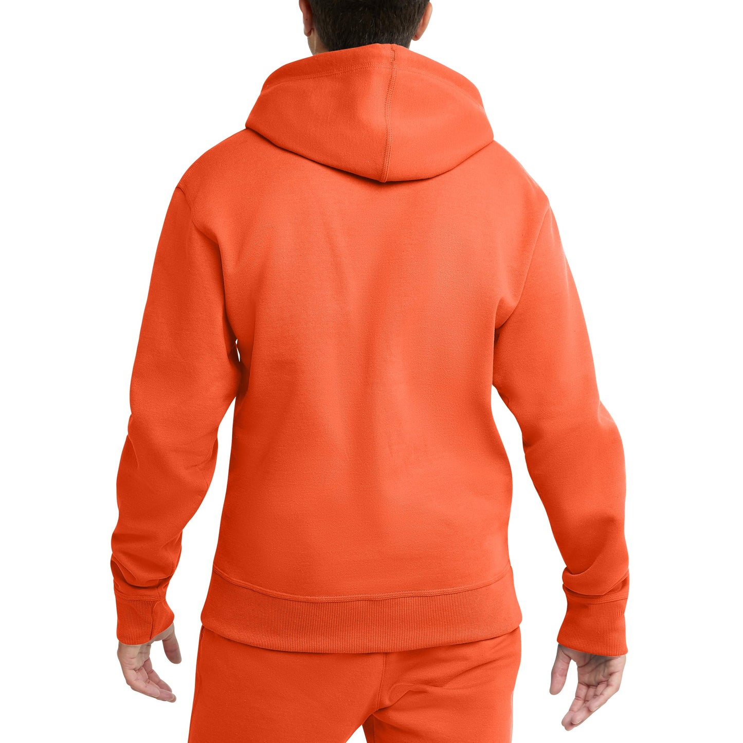 Champion, Powerblend, Fleece Comfortable Hoodie, Sweatshirt for Men (Reg. Or Big & Tall), Spicy Orange C Logo, Large