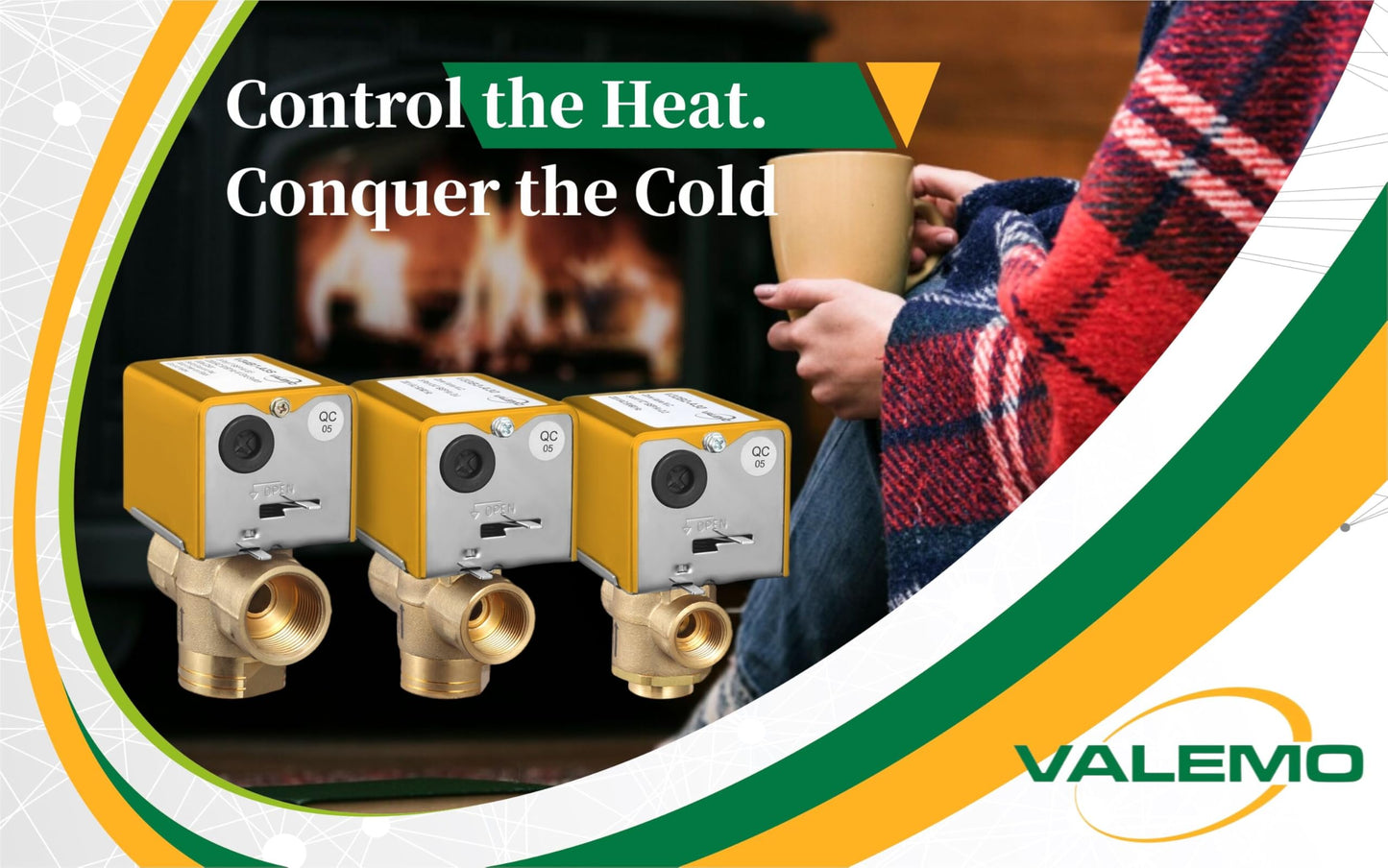 Valemo V2323-A1S Motorized Zone Valve, 2-Way, 3/4" Threaded NPT, Normally Closed, 24 VAC with End Switch