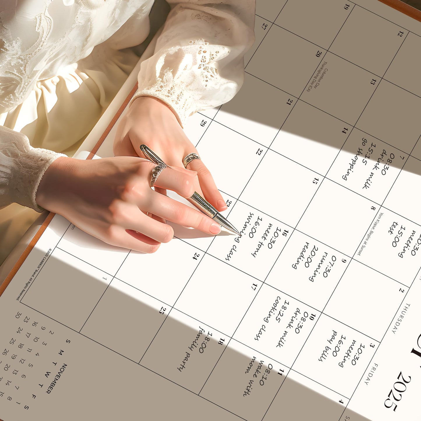 Simplified Desk Calendar 2026 with Desktop Mat, Cabbrix Large Desk Pad Calendar 21 x 16.5 Inch Covering January 2026 to December 2026, Academic Desk Blotter Calendar for Home School and Office (Brown)