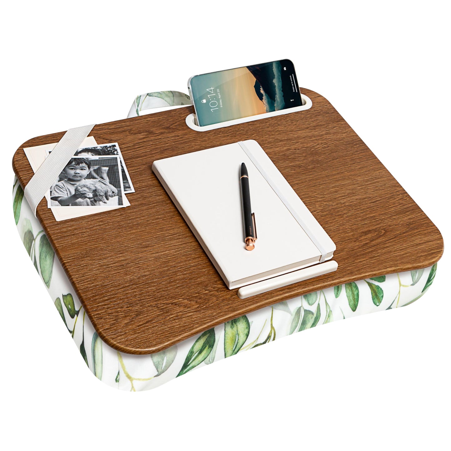 LAPGEAR Designer Lap Desk with Phone Holder and Device Ledge - Watercolor Leaves - Fits up to 15.6 Inch Laptops - Style No. 45412