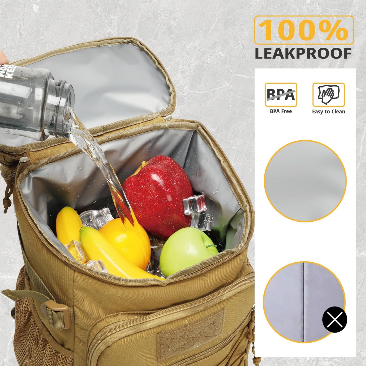 25L Backpack Cooler Keep All Drink Cold for Long Periods of Time Cooler Backpack Insulated Waterproof Portable High Durability Small Cooler Backpack with Compartment for Hiking Camping Beach