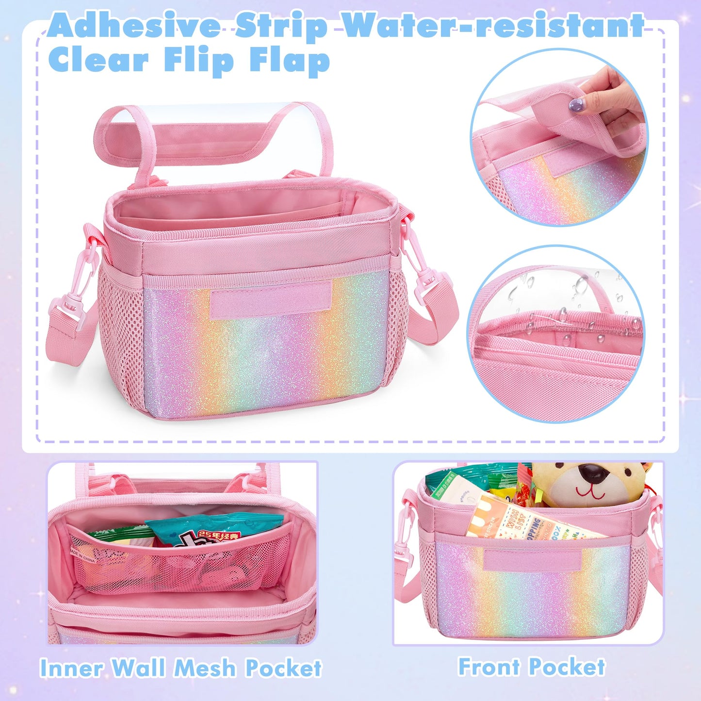 GRAOSO Kids Bike Basket, Bicycle Front Bag, Cute Bike Accessories for Girls Boys Fit Most of Handlebar, Tricycle, Scooter Bag with Detachable Shoulder Strap, Pink (Bag Only), Patented Design
