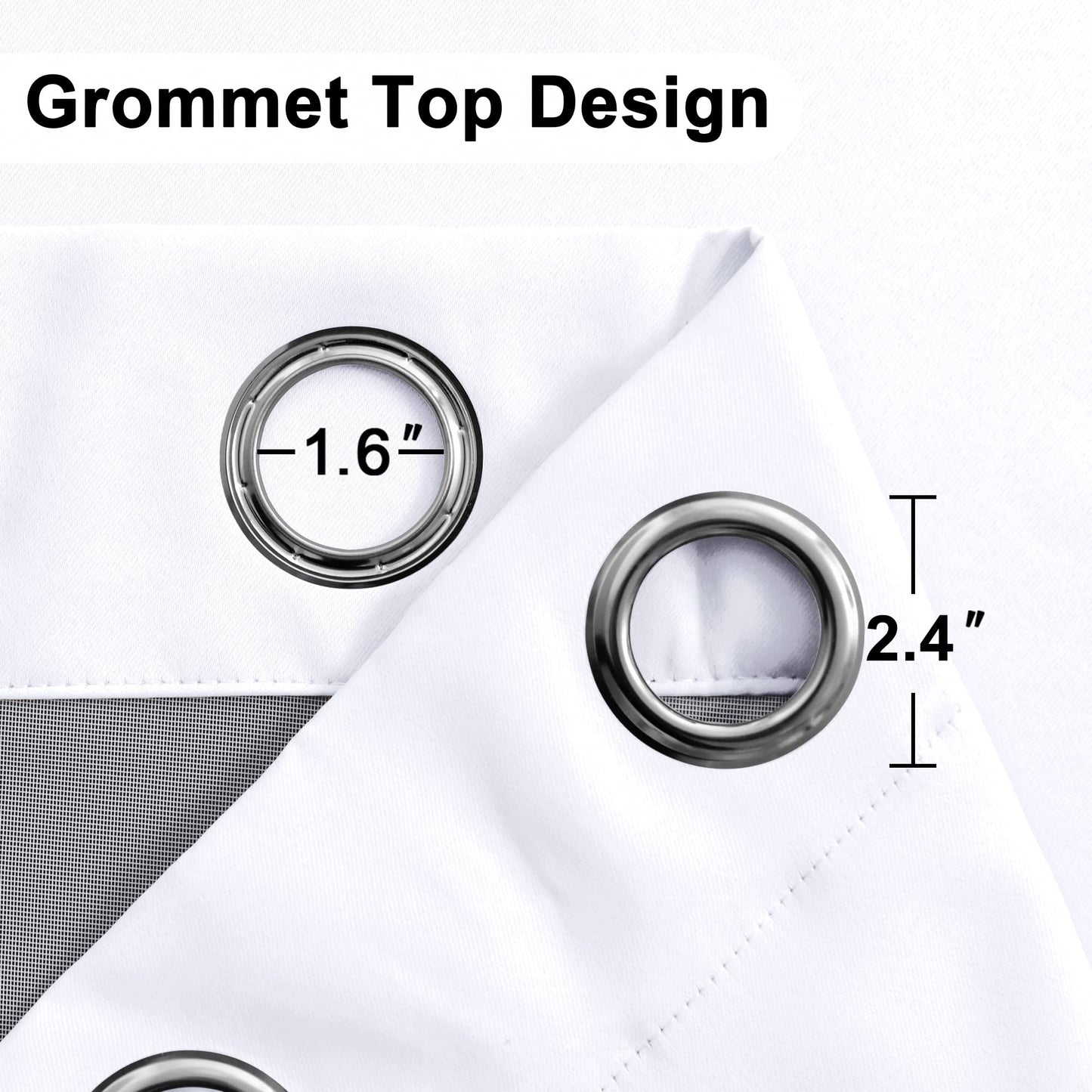 XWZO 100% Blackout Curtains 2 Panels - Heat and Full Light Blocking Window Panels with Grommets for Bedroom/Nursery, 84 Inches Long Thermal Insulated Draperies, White, W52 x L84, Set of 2