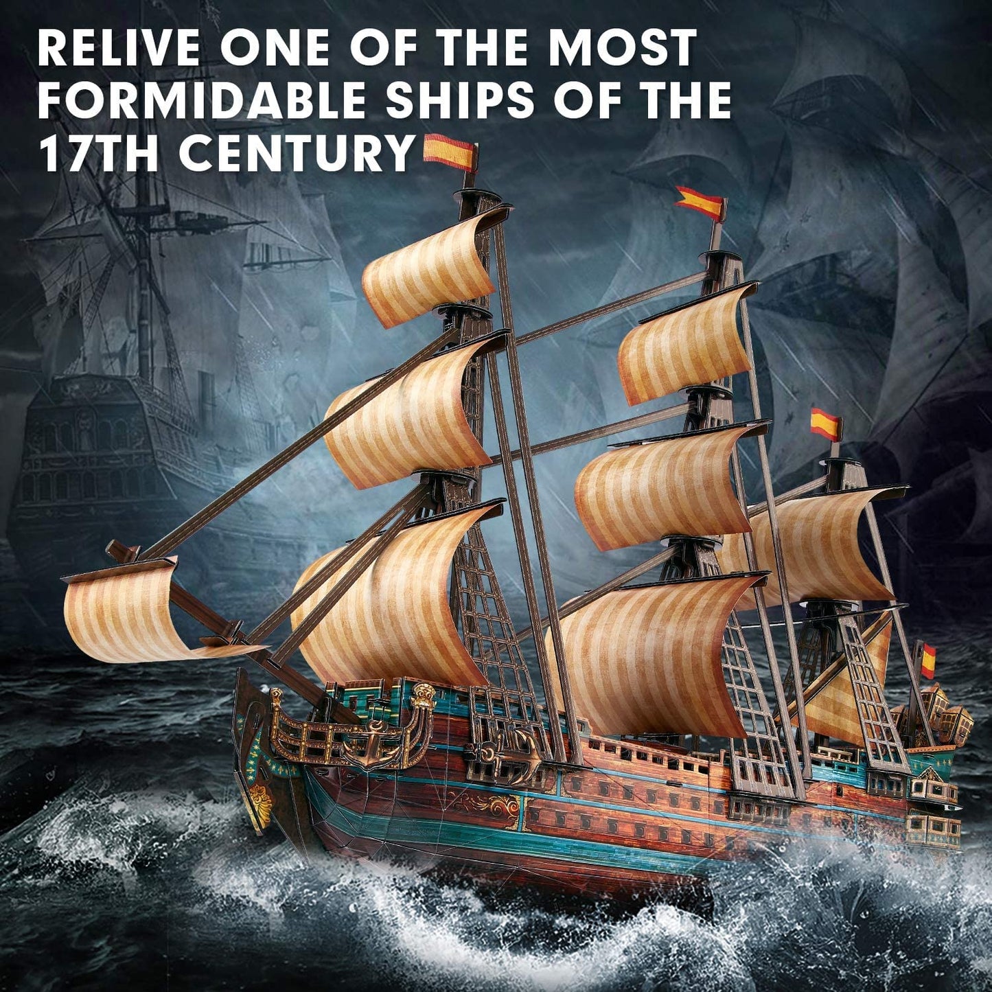 CubicFun The San Felipe 3D Puzzle 25.6" - 3D Puzzles for Adults Model Ship Kits - 248 Pieces
