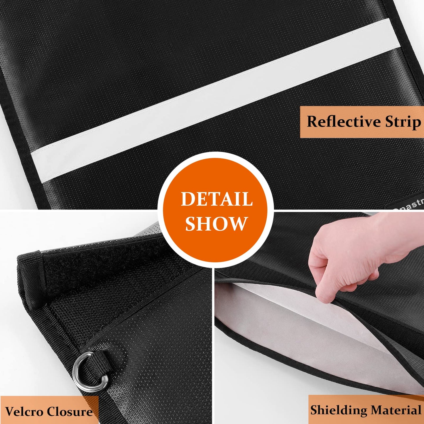 Faraday Bags for Laptops & Tablets & Phones, 4 Pack Faraday Cage, Upgraded Key Fob Protector with Reflective Strip, Anti-Tracking RFID Pouch for Key Fob, Fireproof & Waterproof Faraday Pouch (2200℉)
