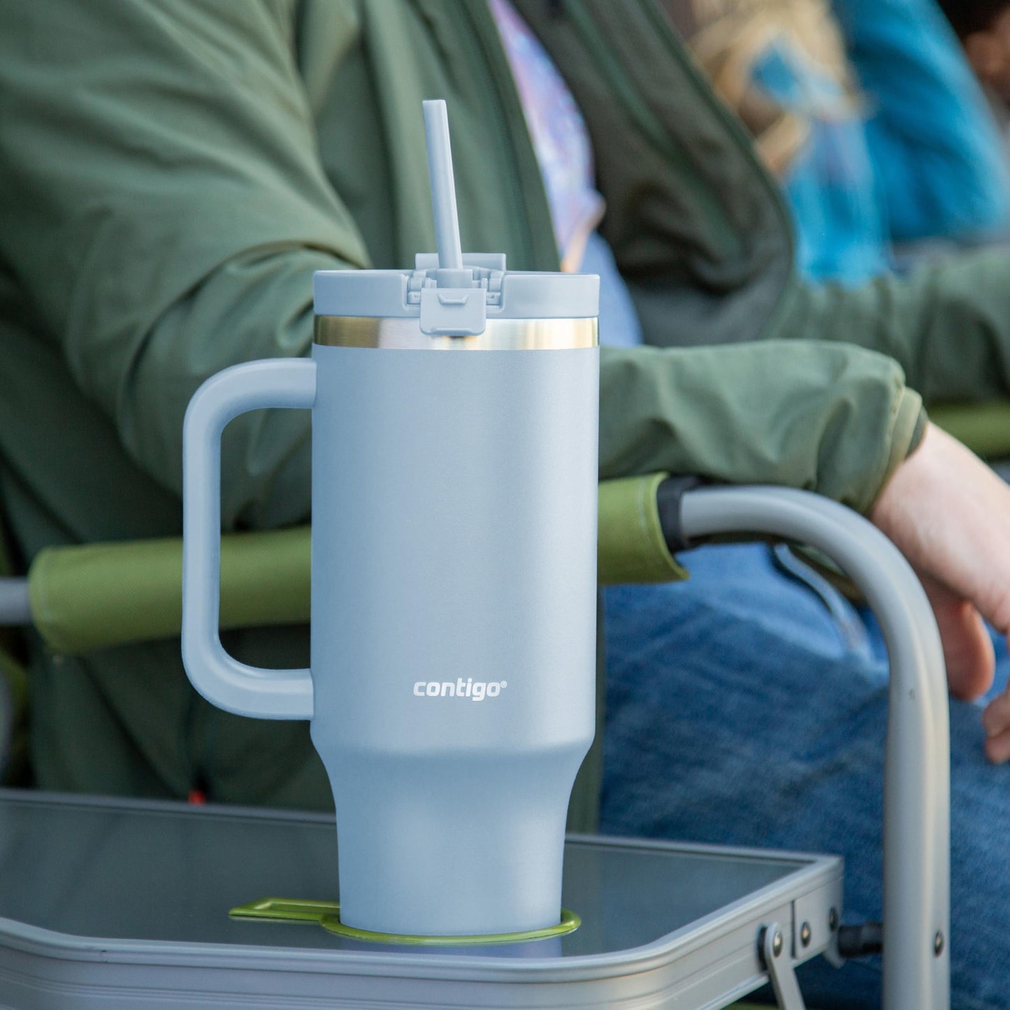 Contigo Streeterville Tumbler Giftset, 40 oz (1.18 L), Insulated Stainless Steel Water Bottle with Straw, Lid and Handle, Glacier & Indigo, 2 Pack