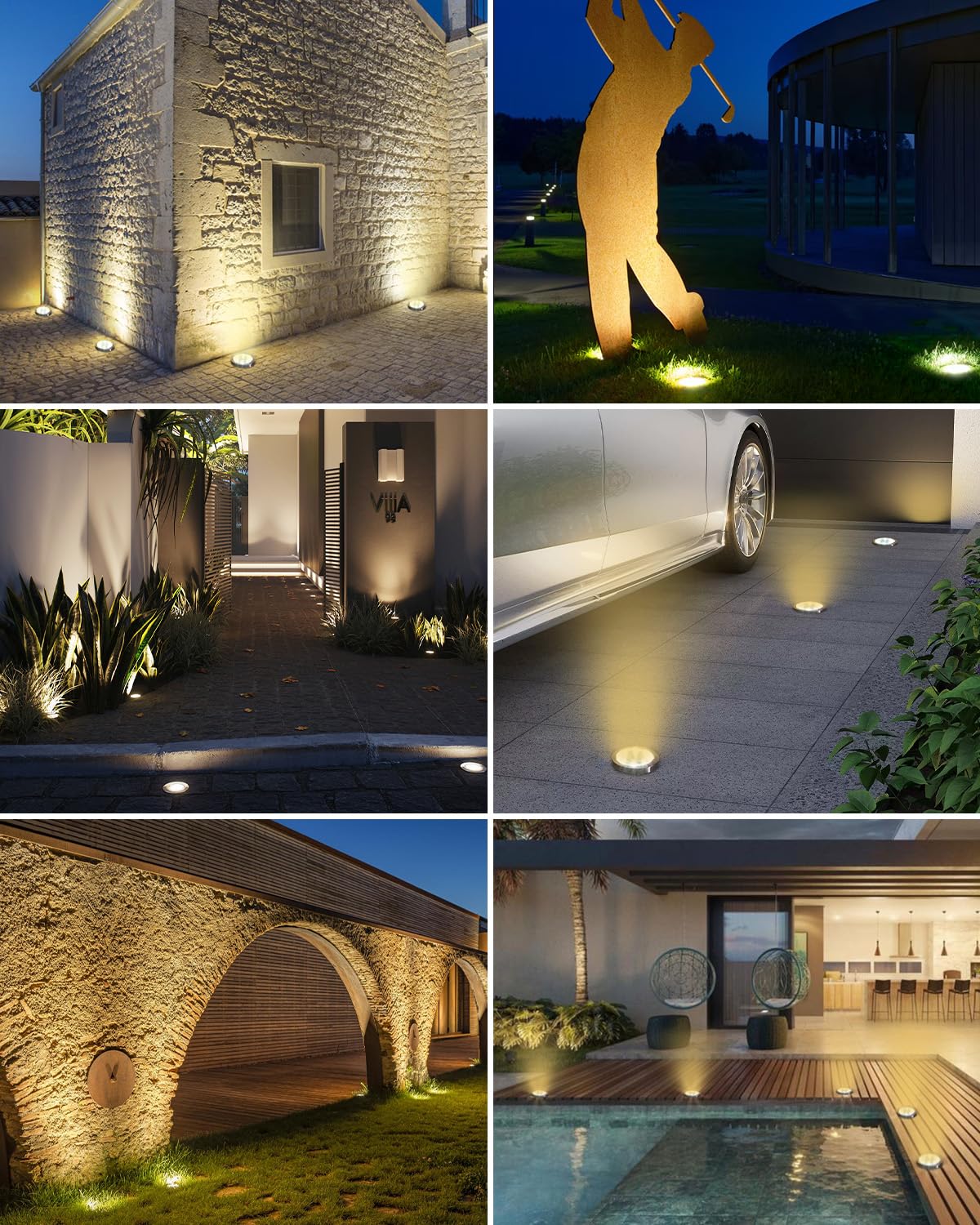 btfarm Solar Ground Lights, 10 Pack 8LED Solar Lights Outdoor Waterproof Garden, Pathway Lights Solar Powered in-Ground Lights, Disk Lights Landscape Lighting for Lawn Patio Yard Driveway, Warm White