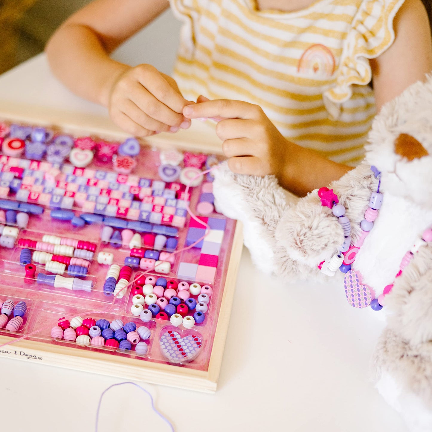 Melissa & Doug Sparkle & Shimmer Wooden Bead Set: 340 Beads and 12 Laces for Jewelry-Making