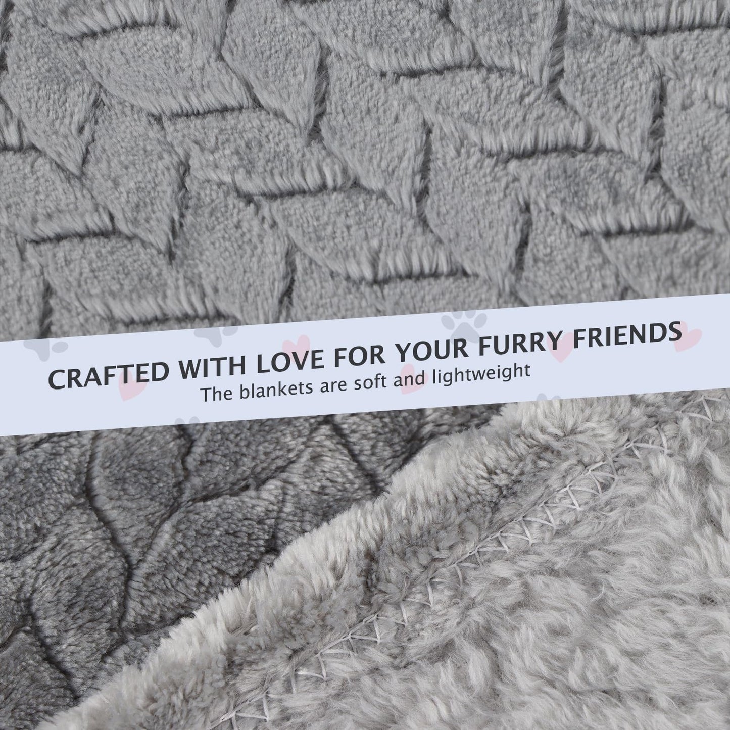 BVAGSS 6 Pack Small Dog Blanket, Super Soft Warm Pet Cover Blankets, Paw Print Puppy Fleece Flannel Blanket for Small Medium Dogs and Cats MW003 (Grey Wheat Ears, Large (41 * 29.9"))