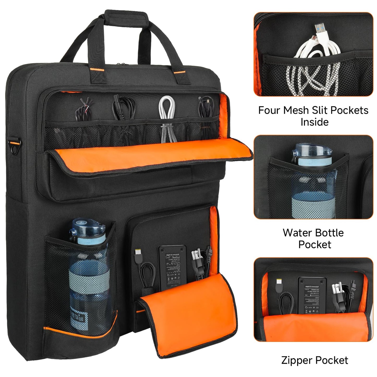 Solar Panel Carrying Case Compatible with Jackery SolarSaga 100W/200W & Anker SOLIX PS100/PS200, Water-Resistant Storage Bag with Adjustable Shoulder Strap & Pockets for Camping Travel