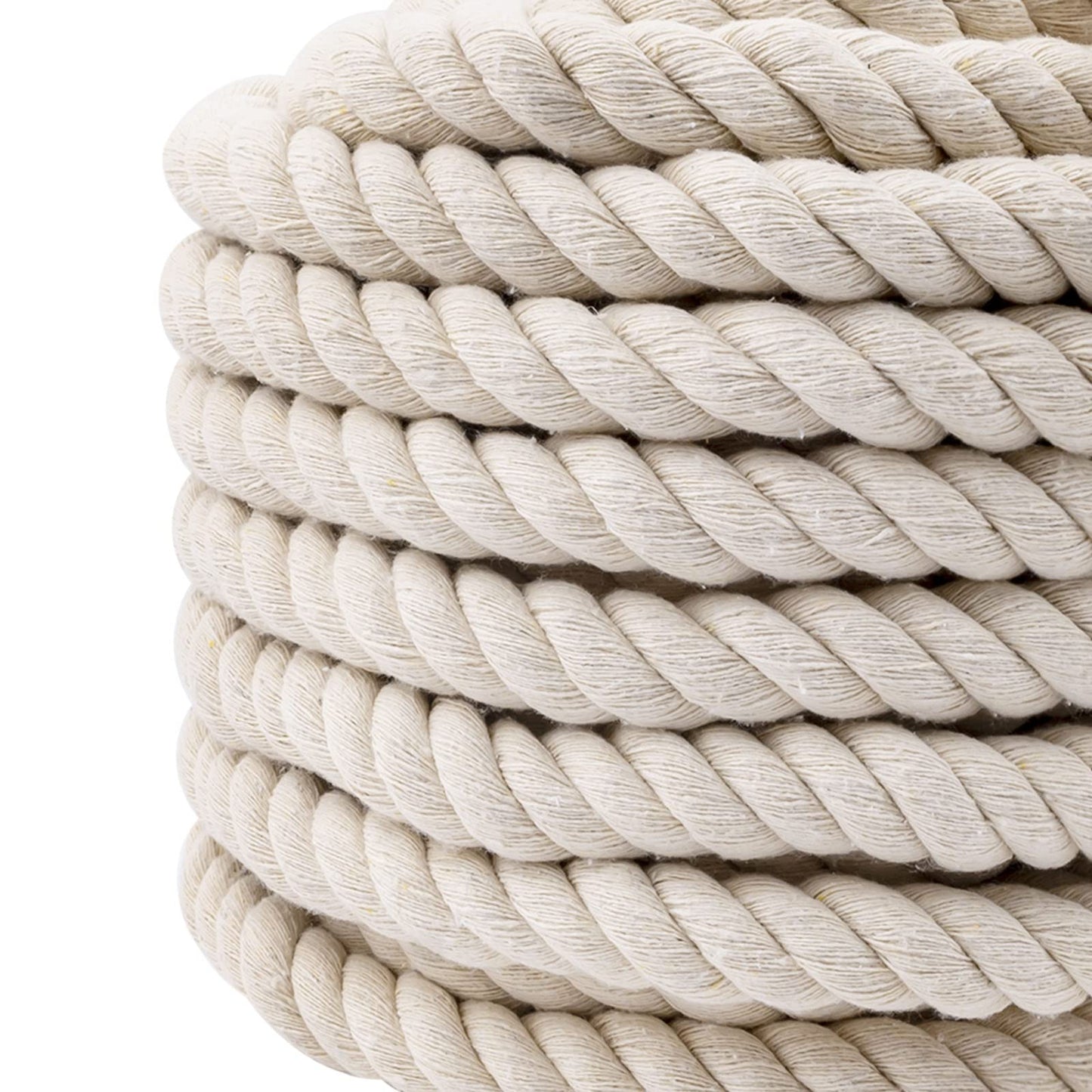 1 Inch x 49 Feet Natural Cotton Rope, 3 Strand Twisted Cotton Cord, Super Thick Soft Cotton Rope for Crafts, Sports Tug of War, Hammock, Home Decorating Wedding Rope