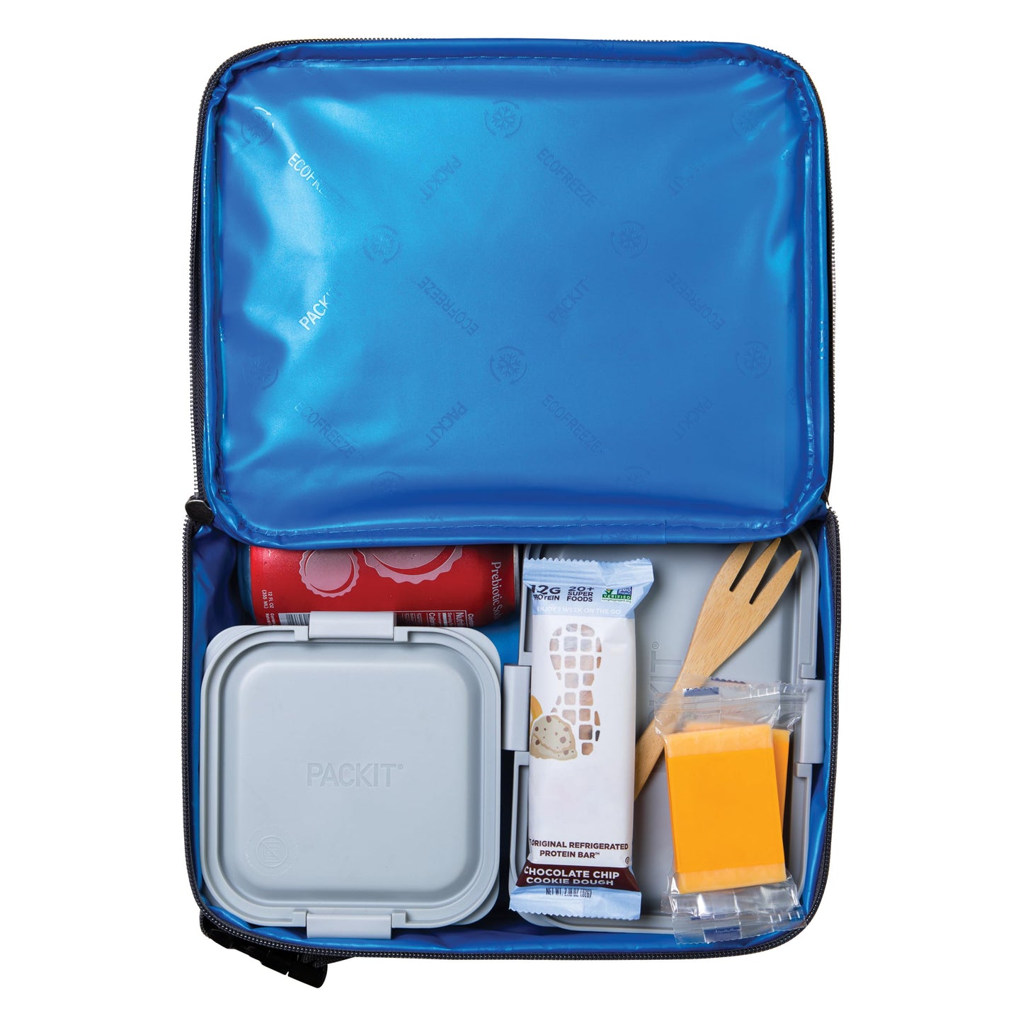 PackIt Freezable Classic Lunch Box, City Charcoal, Built with EcoFreeze® Technology, Collapsible, Reusable, Zip Closure with Front Pocket and Buckle Handle, for Work Lunch