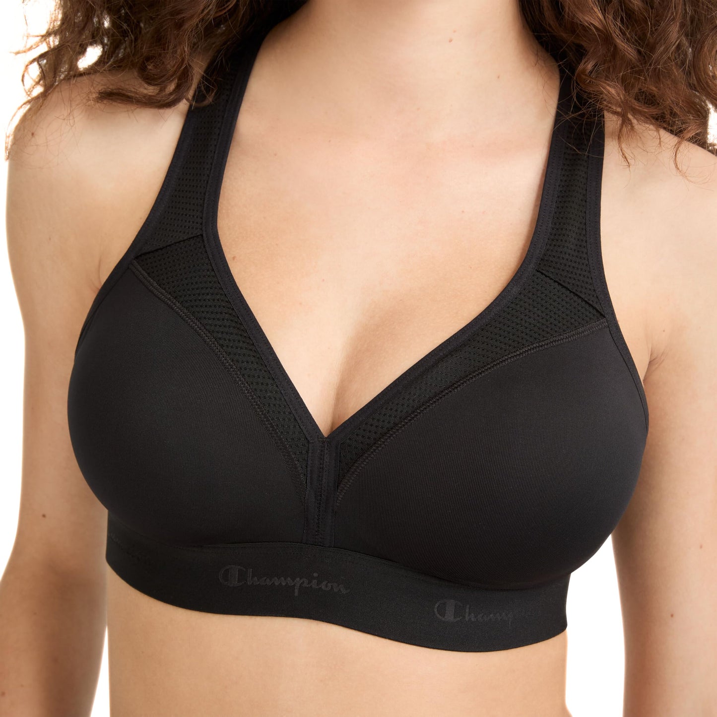 Champion Women's Med Support Curvy with Sewn in Cup, Black, X-Large