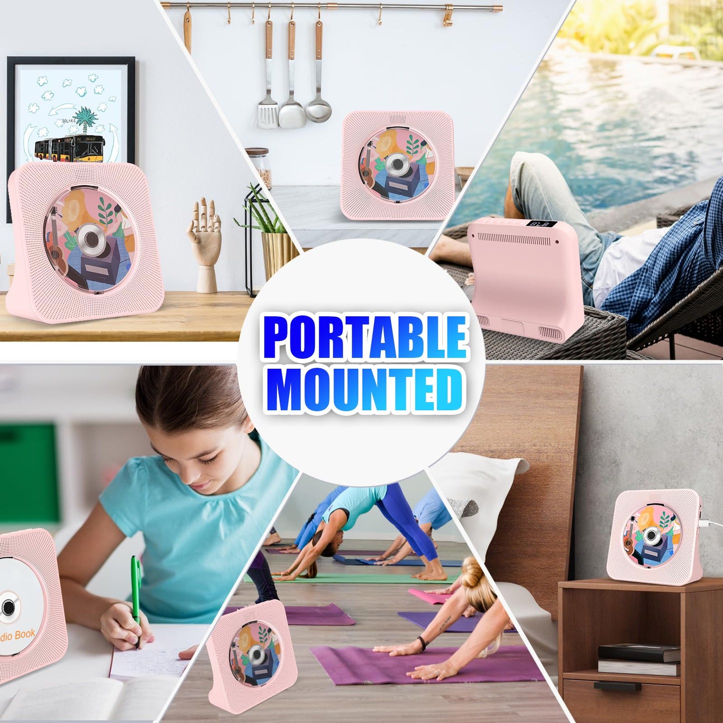 Gueray Portable CD Player with Bluetooth 5.0, CD Player for Desktop with HiFi Sound Speaker, CD Kpop Music Player with Remote Control, Dust Cover, FM Radio, LED Screen Support AUX/USB Headphone Jack