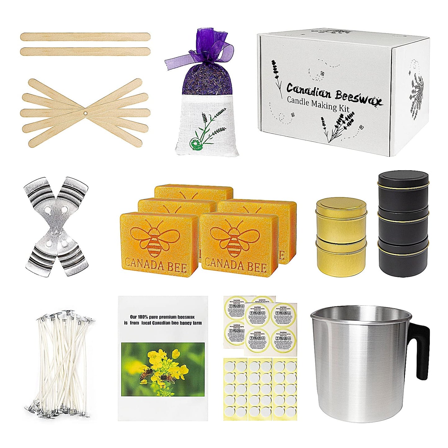 Candle Making Kit With 100% Canadian Natural Beeswax from Canadian Farms, Craft Supplies to Make Beeswax Candles, Candle Making Craft Kit, Suitable for Adults or Kids, Ideal DIY Kit