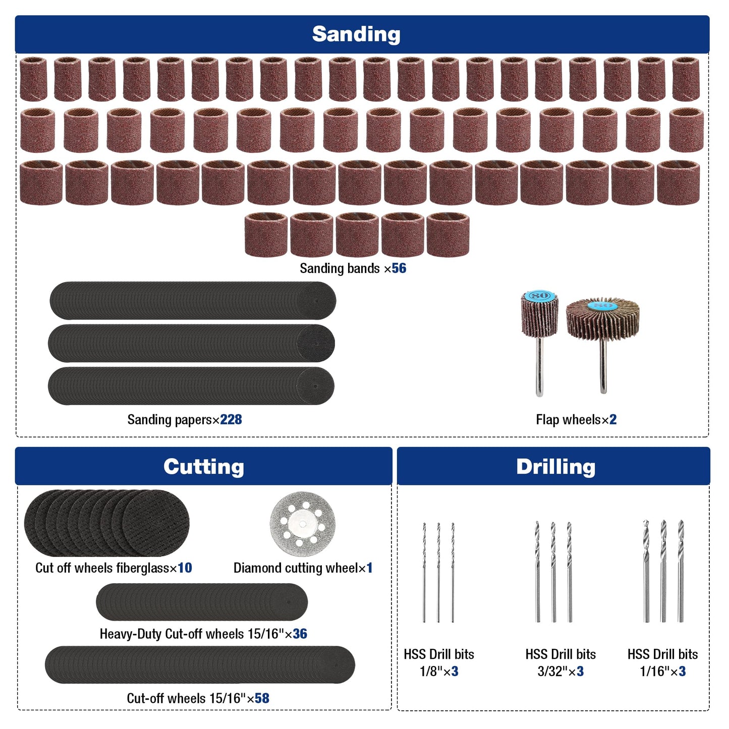 WORKPRO 476PCS Rotary Tool Accessories Kit, Rotary Tool Bits for Easy Cutting, Sanding, Grinding, Carving, Polishing, Drilling and Engraving, Fits Milwaukee & Dremel & Cordless Rotary Tool, Etc.