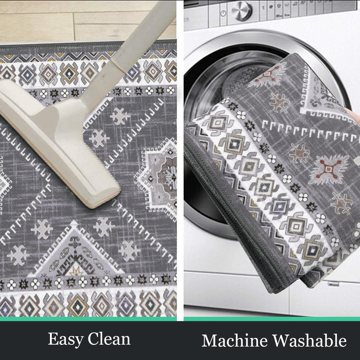 HEBE Farmhouse Kitchen Rugs Sets of 3 Non Slip Washable Boho Kitchen Rugs and Mats for Floor Kitchen Runner Rug Floor Carpet for Kitchen, Laundry, Hallways