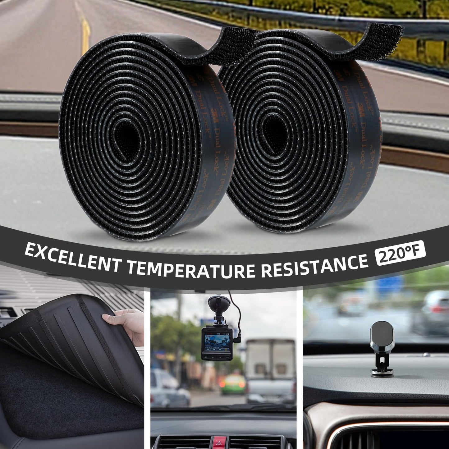 3M Dual Lock SJ3550A 1"×8ft Black 1 Pack Reclosable Fastener Mounting Tape Interlocking Mushroom shaped Strong Adhesive Hook Lock Sticky Tape for Indoor and Outdoor