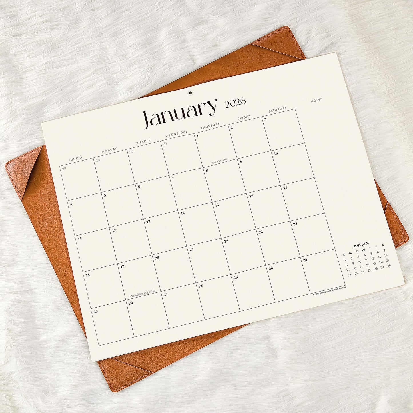 Simplified Desk Calendar 2026 with Desktop Mat, Cabbrix Large Desk Pad Calendar 21 x 16.5 Inch Covering January 2026 to December 2026, Academic Desk Blotter Calendar for Home School and Office (Brown)