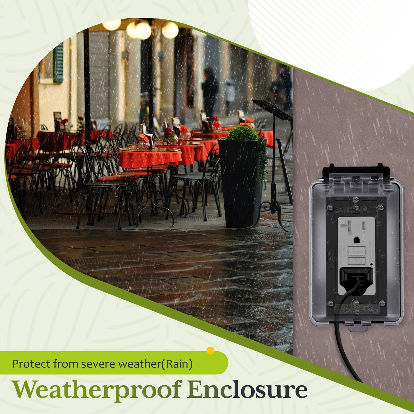 TG Outdoor Outlet Cover Extra-Duty in-Use Weatherproof Outdoor Decorator/GFCI Receptacle Outlets, Weatherproof Enclosure, 1-Gang H15.5cm x W8.6cm x D7.1cm, Clear Cover, 2 Count