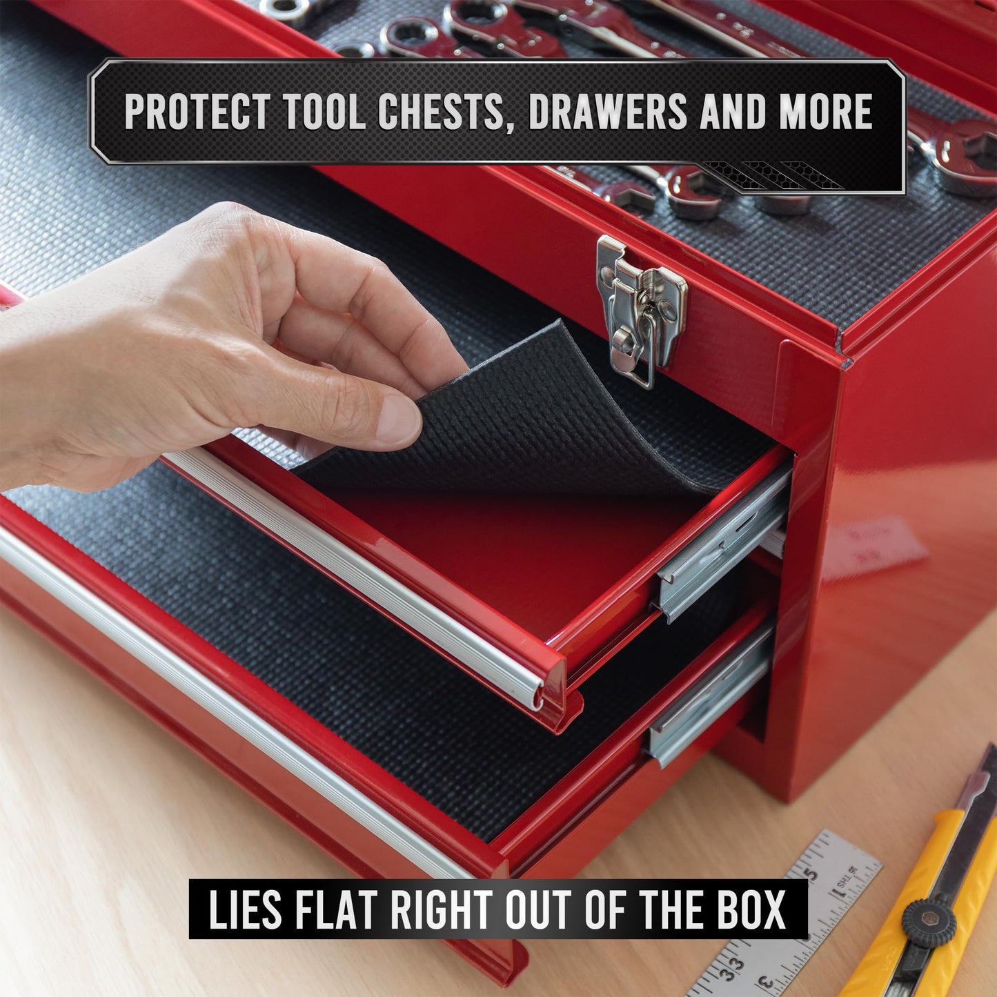 Precision Defined Professional Grade Tool Box Liner, 24" x 10 ft, Black | Tool Box Drawer Liner, Shelf Liner Non Slip Mat, Thick Cabinet Shelf Liner, Toolbox Drawer Liner