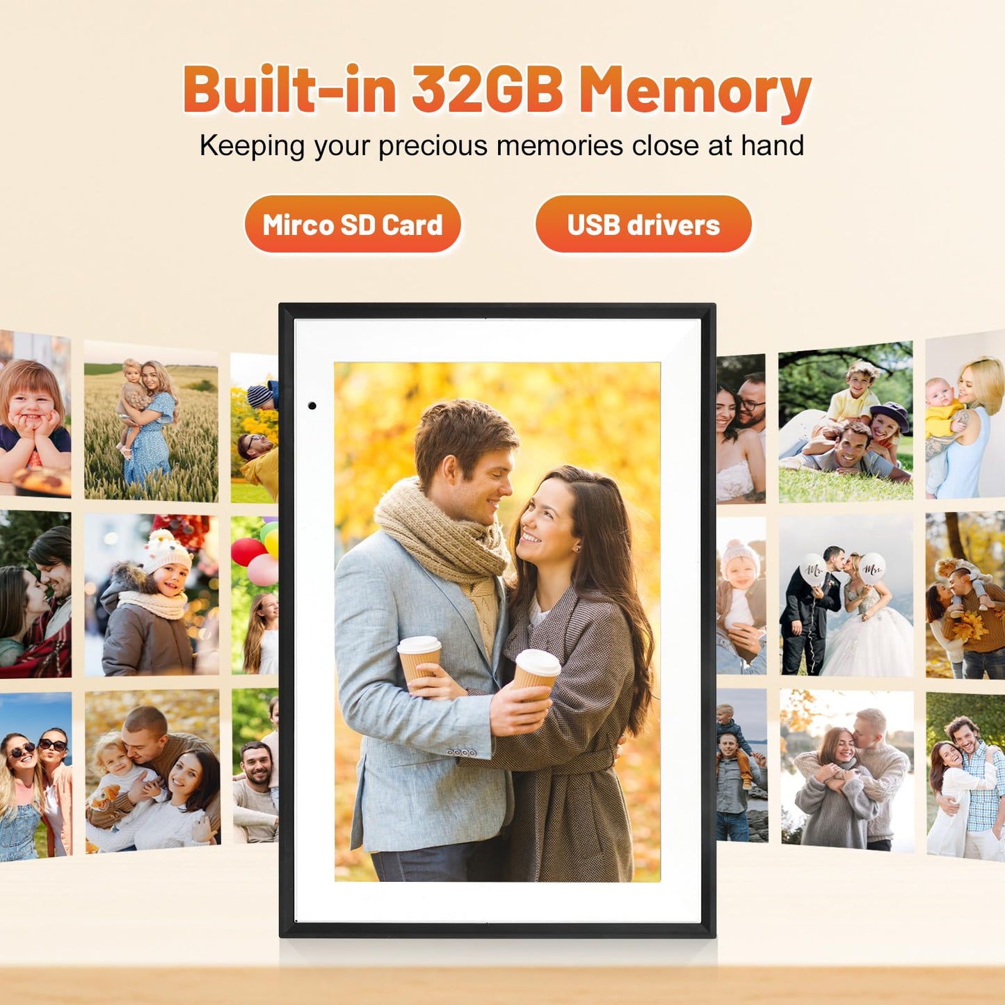 Anna Bella Digital Photo Frame 10.1 Inch with 1280x800 HD IPS Touch Screen, 32GB WiFi Digital Picture Frame with App Sharing, Auto-Rotate Photo Frame with Sleep Mode, Gift for Parents, Friends