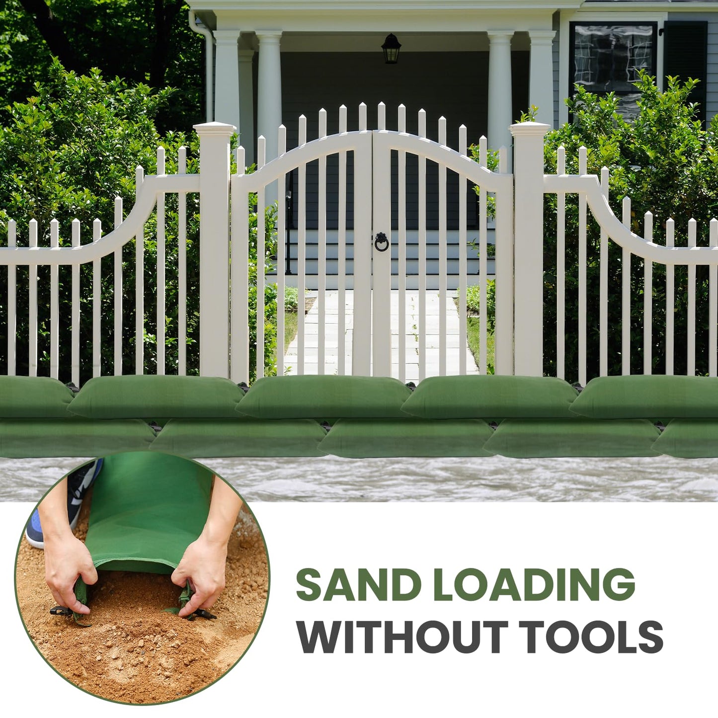 Flood Water Barrier Sand Bags - 12 Pcs Thickened Long Canvas Flood Protection Sandbags with Insert Buckle Reusable Quick Flood Barrier for Home Door Window Basement Garage Floor Flood Control (12)