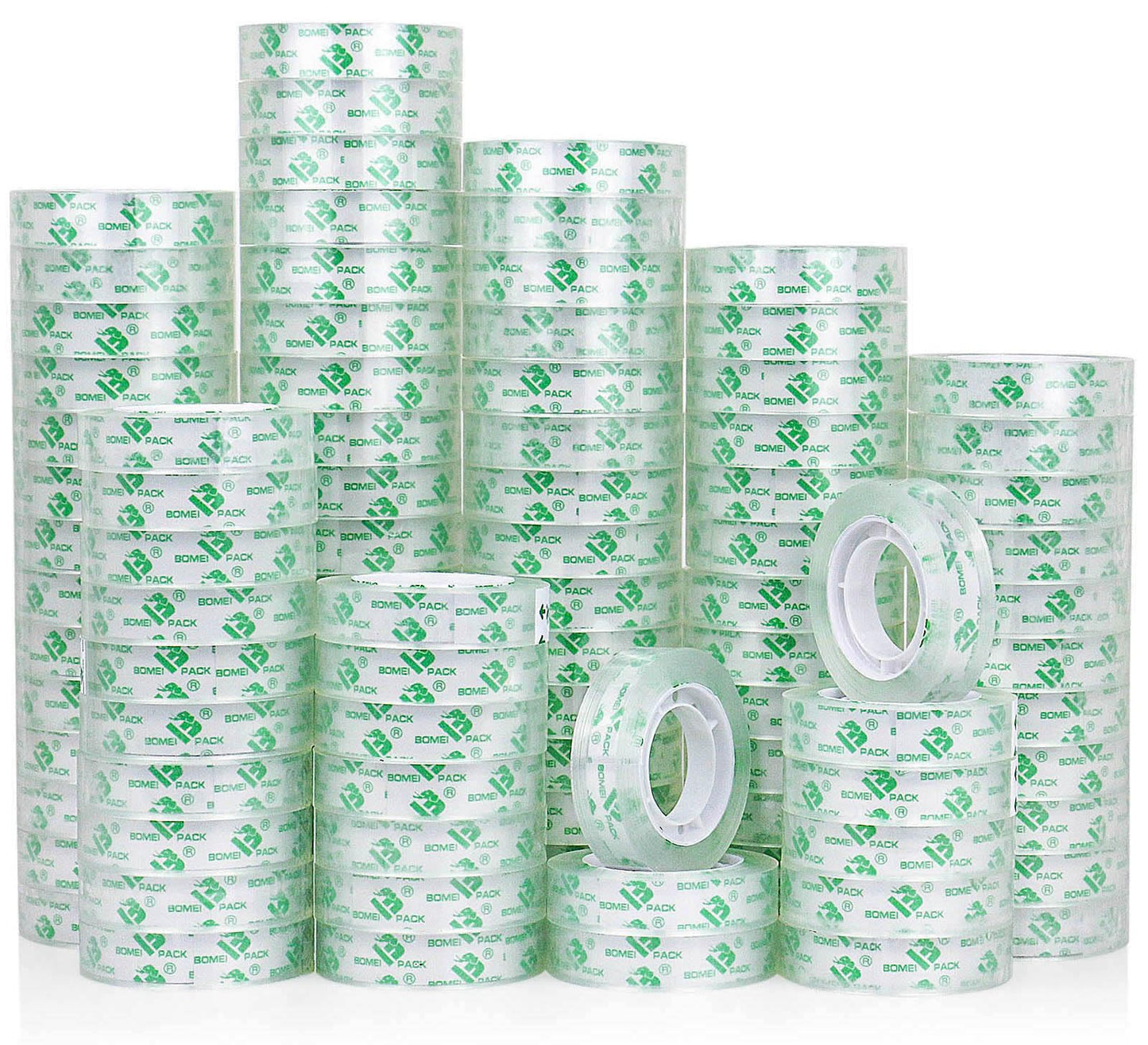 BOMEI PACK 96Rolls Crystal Clear Tape Refills for Dispenser, Bulk Office Transparent Tape for Home and School, 1/2Inch x 1000 inch