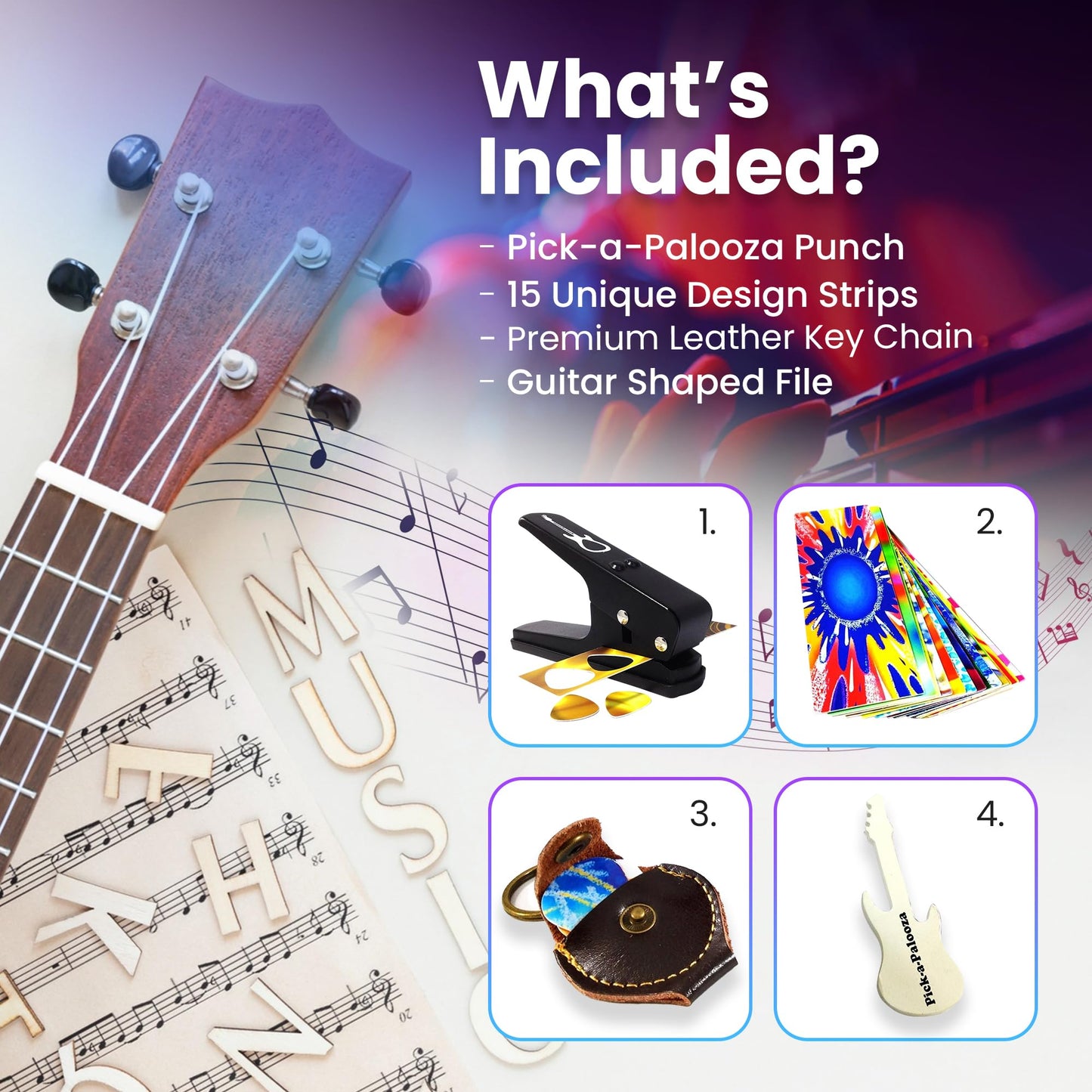 Pick-a-Palooza® DIY Guitar Pick Punch Mega Gift Pack - Premium Guitar Pick Maker - Black