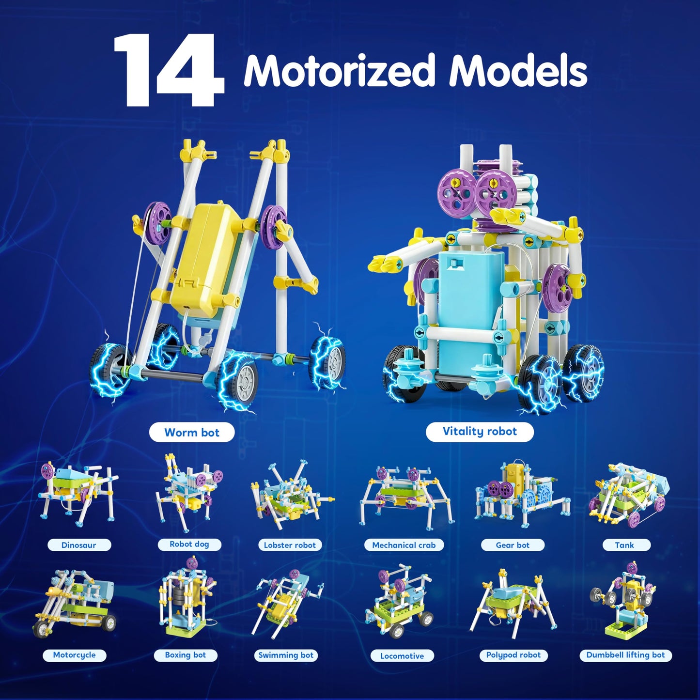 JOVA Klever Kits 36-in-1 Motor Robotic Kits, Make Your Own Kids Craft Kits Educational STEM Toys for Ages 8-13 Boys and Girls, Science Gifts for 8 Years Old
