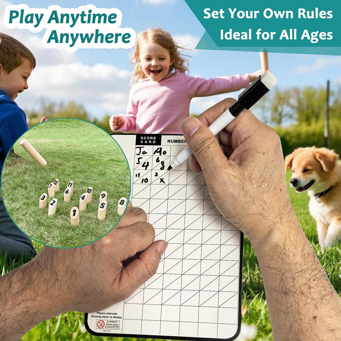 Numbered Block Toss Games, Wooden Throwing Game, Outdoor Backyard Lawn Games (Scoreboard & Carrying Bag)