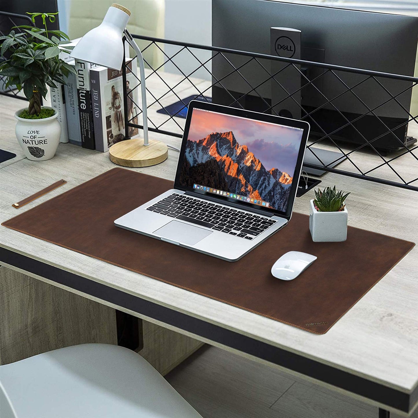 Contact's Genuine Leather Desk Pad Protector,Mouse Pad Laptop Waterproof Mat,Non-Slip Leather Desk Blotter Office Desk Mat Writing Pad