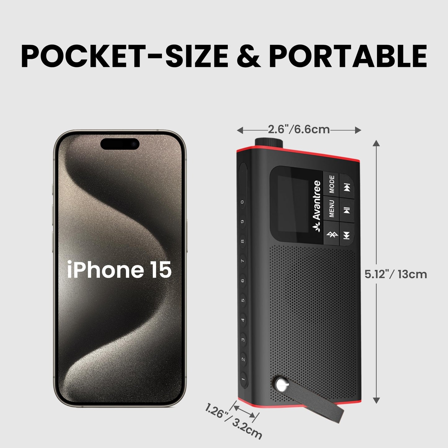 Avantree SP850 Rechargeable Portable FM Radio with Bluetooth Speaker and SD Card MP3 Player 3-in-1, Auto Scan Save, LED Display, Small Handheld Pocket Battery Operated Wireless Radio (No AM)