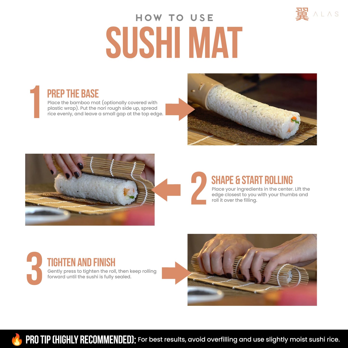 Alas Complete 20 Piece Sushi Making Set - Kit for Beginners & Pros with Knife, 2 Mats, Rice Bazooka and Dipping Plate